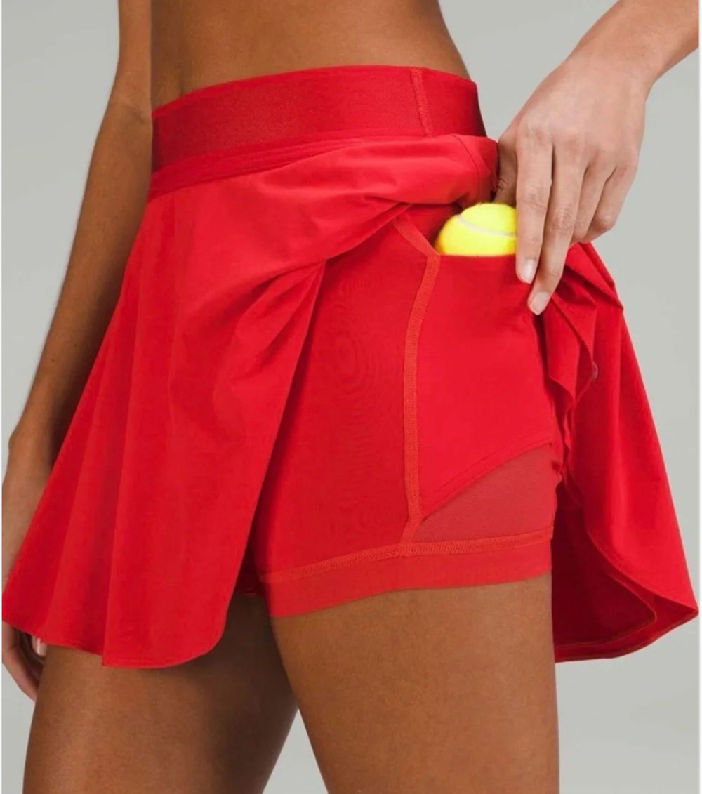 Lululemon Court Rival High-Rise Skirt Carnation Red Skort Size 10 Tennis